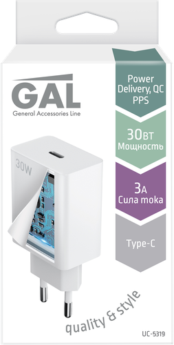 

Сетевое зарядное устройство Gal UC-5319 PD 30W Type-c