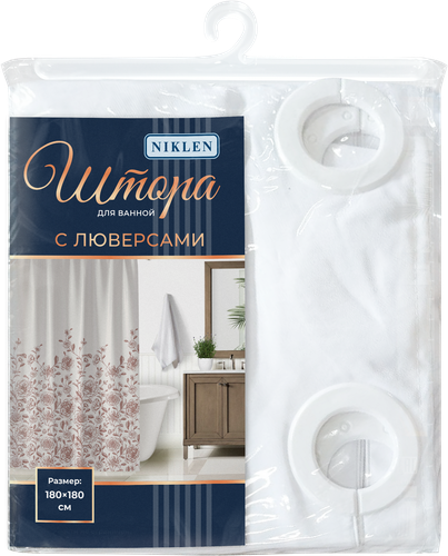 

Штора для ванной Niklen с люверсами 180х180 см, цвет в ассортименте