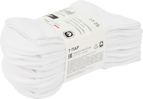 

Носки женские Levante р. 23–25, белые, 7 пар