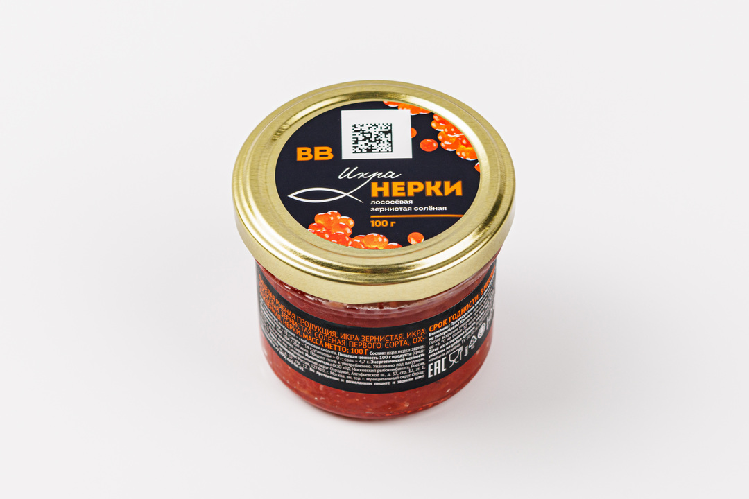 

Икра ВкусВилл нерки лососевая зернистая соленая охлажденная 100 г