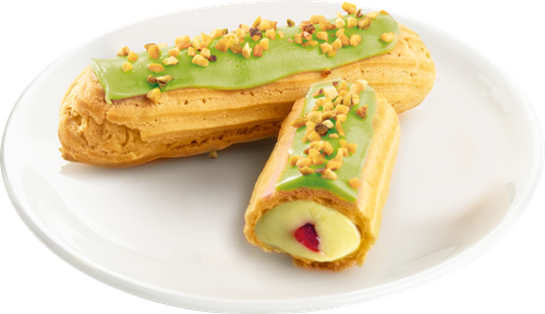 

Пирожные Mirel Эклеры с фисташковым заварным кремом и малиной 235 г