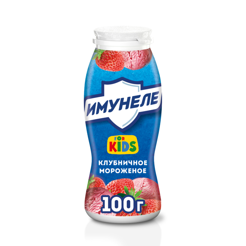 

Напиток кисломолочный Имунеле For Kids Клубничное мороженое 1.5% 100 г