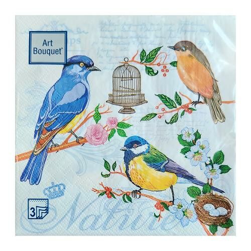 Бумажные салфетки Art Bouquet птицы 33x33 см 20 шт.