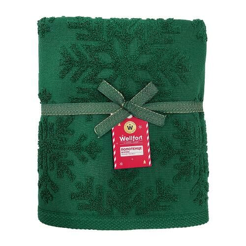 Полотенце махровое Снежинки зеленое 70*115см