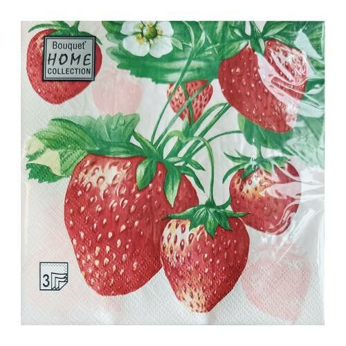 Бумажные салфетки Bouquet Home Collection клубника 33x33 см 20 шт.