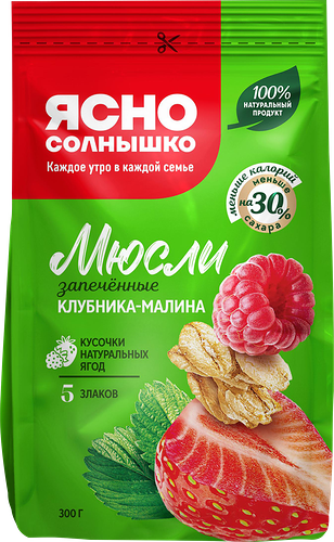 Мюсли Ясно Солнышко запеченные клубника-малина 300 г