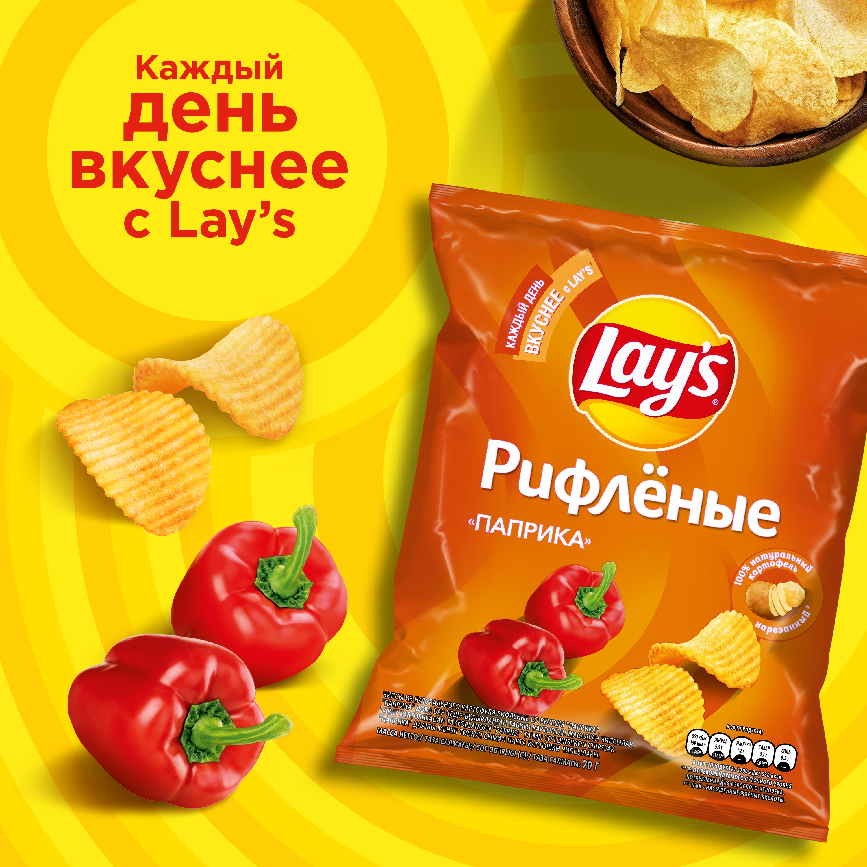 

Картофельные чипсы Lay's Рифленые со вкусом Паприки 70 г