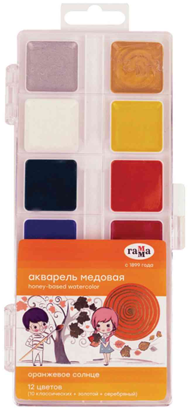 

Акварель Гамма Оранжевое солнце медовая без кисти 12 цветов