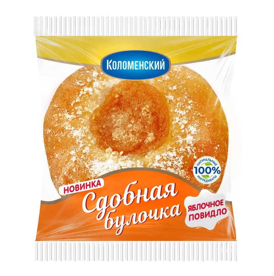 

Булочка Коломенский сдобная с яблочной начинкой 60 г