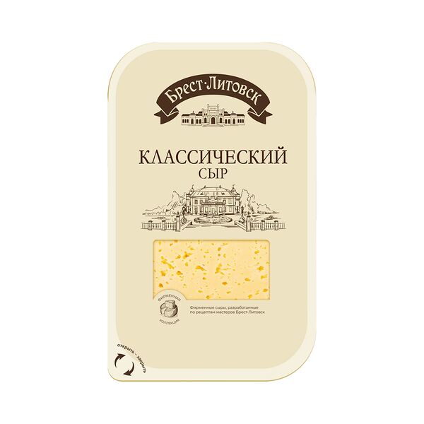 Сыр п/тв Брест-Литовск классический в сух вещ слайс нарезка 45% 130г