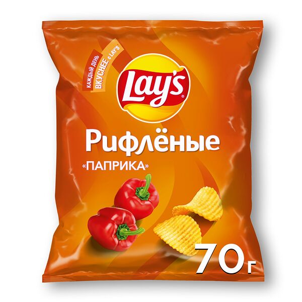 Картофельные чипсы Lay's Рифленые со вкусом Паприки 70 г