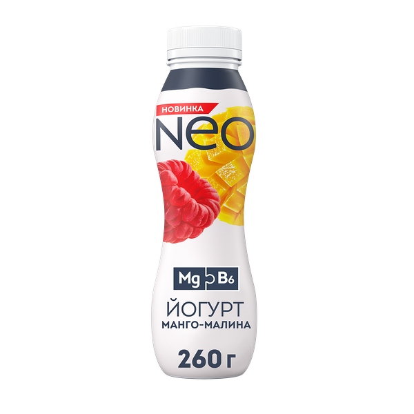 Йогурт Neo Манго-малина обогащенный магнием и витамином В6 1.5% 260 г