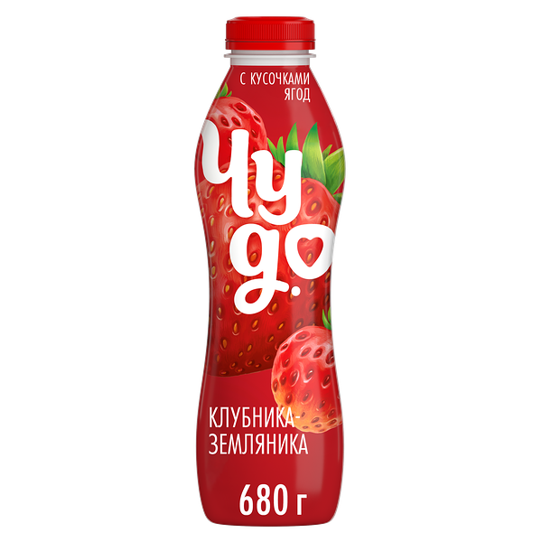 Йогурт питьевой Чудо со вкусом Клубника-земляника 1.9% 680 г