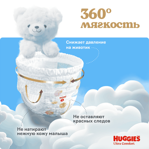 

Подгузники-трусики для девочек Huggies Ultra Comfort 4 (9-14 кг) 46 шт