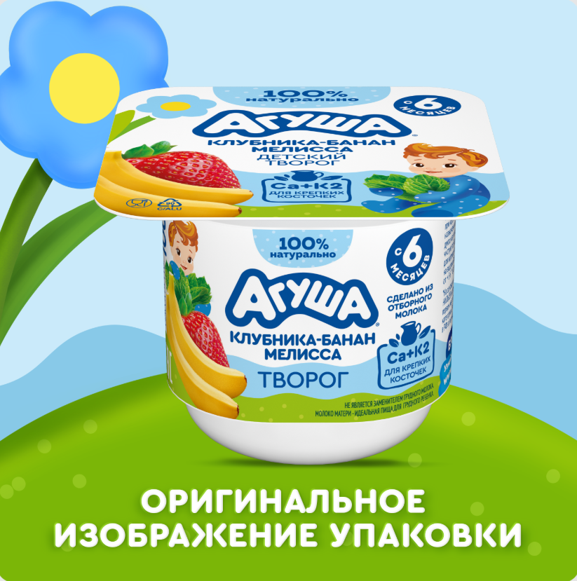 

Творог детский фруктовый Агуша Засыпай-ка Клубника-Банан-Мелисса с 6 месяцев 100 г