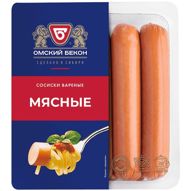 

Сосиски Омский Бекон Мясные 380 г