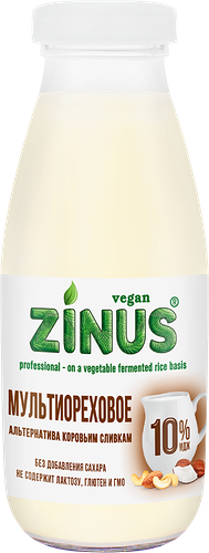 Напиток на растительном сырье Zinus Vegan Мультиореховые сливки 10% 300 мл