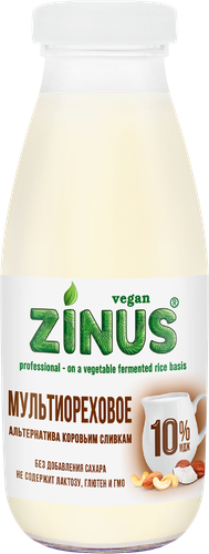 

Напиток на растительном сырье Zinus Vegan Мультиореховые сливки 10% 300 мл