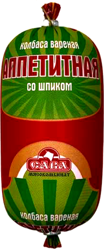 

Колбаса Сава Аппетитная вареная со шпиком 400 г
