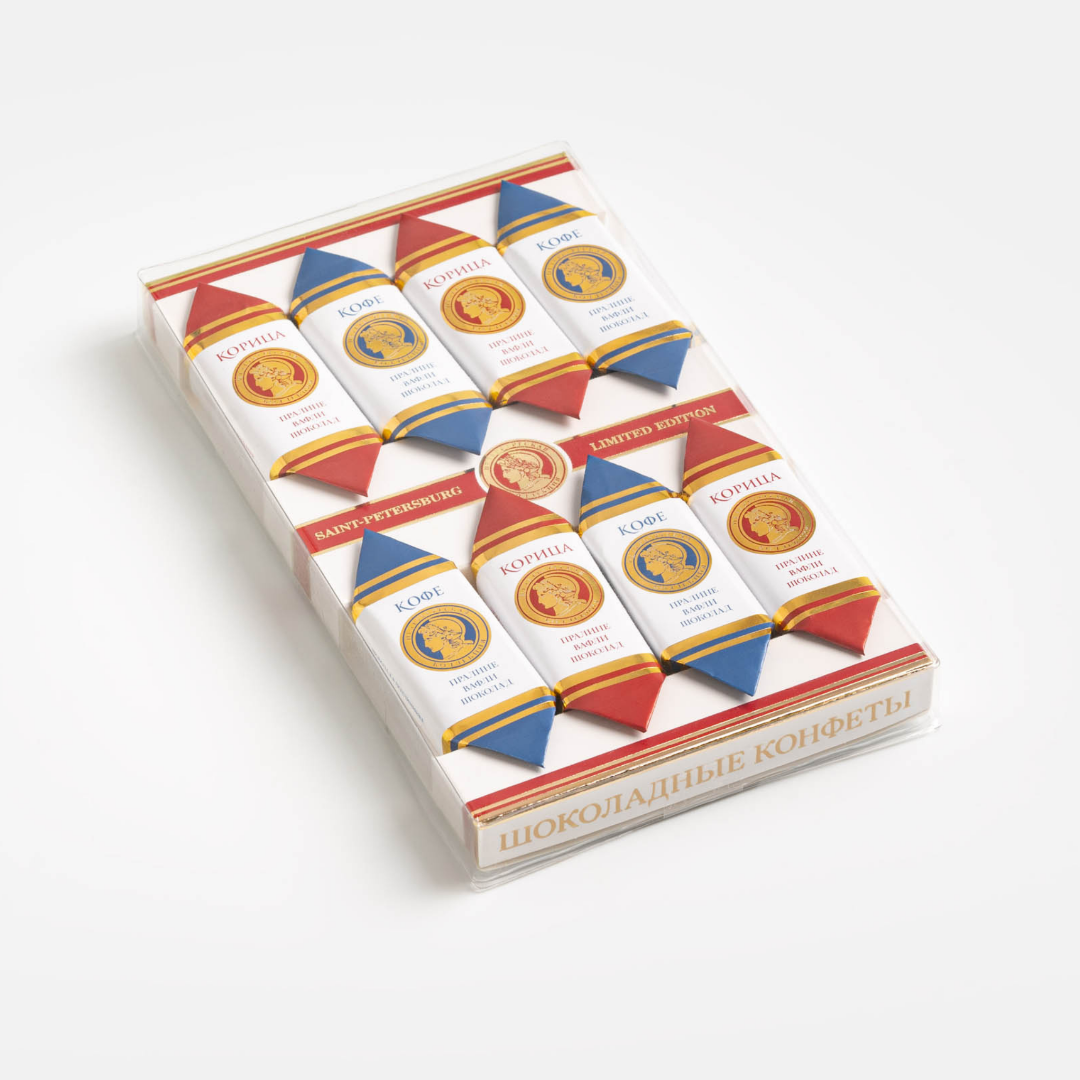 

Конфеты шоколадные Петербургская Коллекция Вафли из орехового пралине с ароматной корицей и кофе 110 г