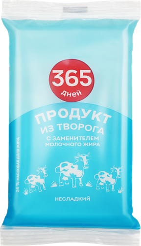 

Продукт из творога 365 дней несладкий 24%, с змж, 180 г