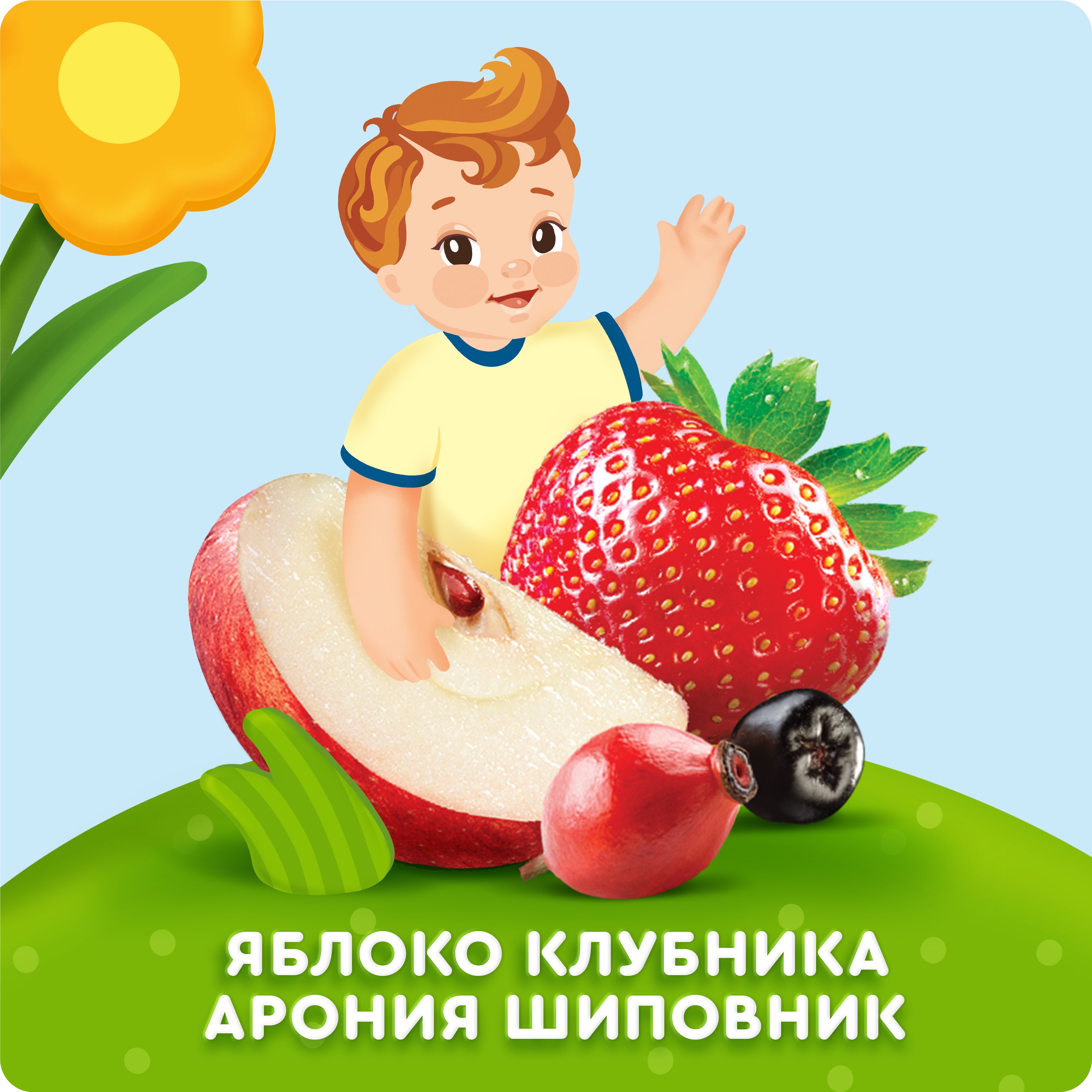 

Лимонад для детей Агуша Яблоко-клубника-арония-шиповник без сахара с 3 лет 300 мл