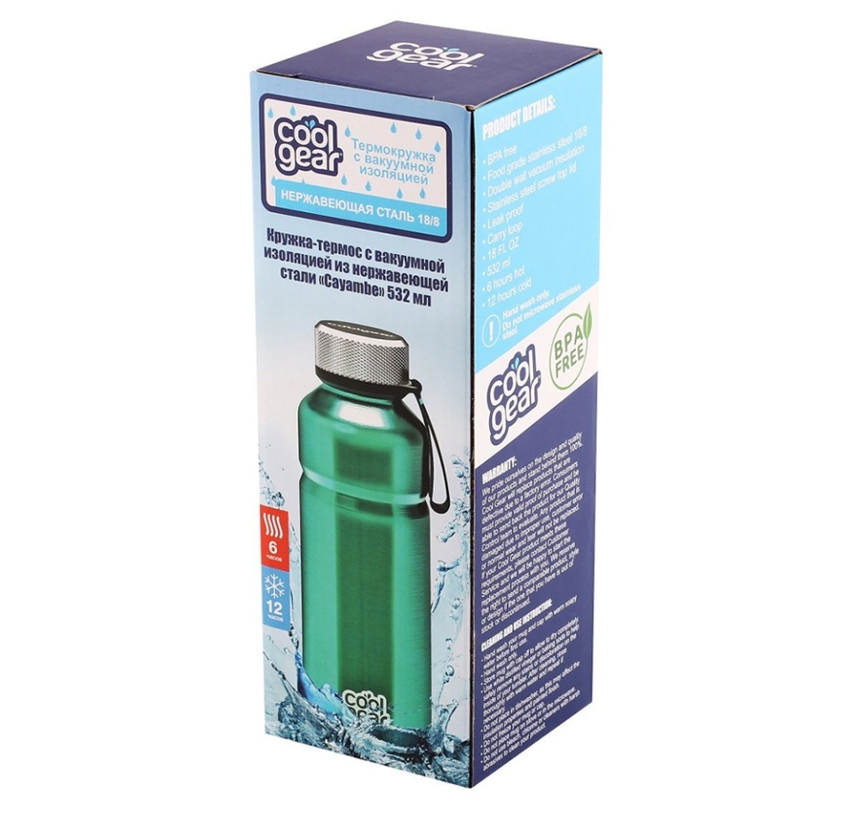 

Кружка-термос Coolgear Cayambe с вакуумной изоляцией из нержавеющей стали 532 мл mint translucent