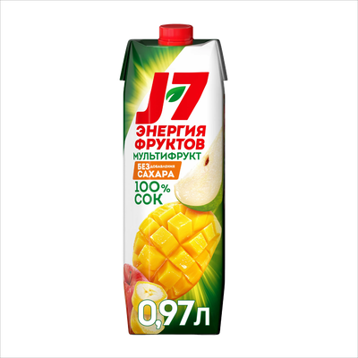 Сок J7 Мультифрукт 100% с мякотью 0.97 л