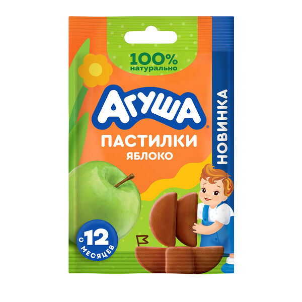 Пастилки-конструктор Агуша для детей с 12 месяцев яблоко 12 г