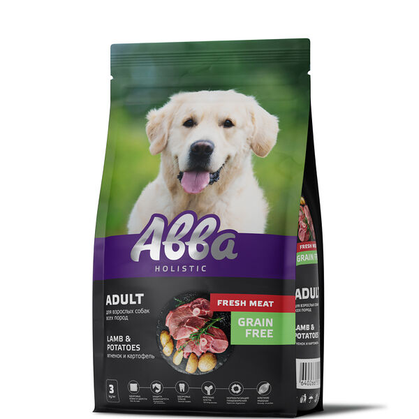 Premium Grain Free Adult корм Aвва для собак всех пород старше 1 года, с ягненком и картофелем, 3кг