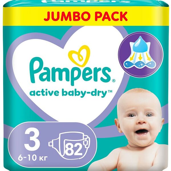 Подгузники Pampers Active Baby-Dry размер 3 6-10 кг 82 шт.