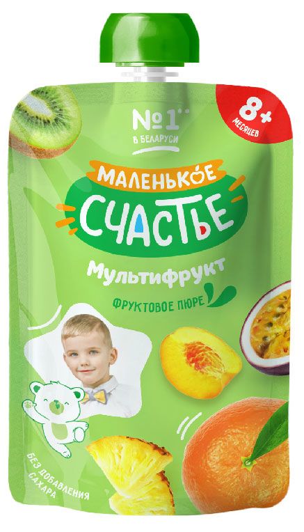 

Пюре фруктовое Маленькое счастье Мультифрукт с 8 месяцев 90 г