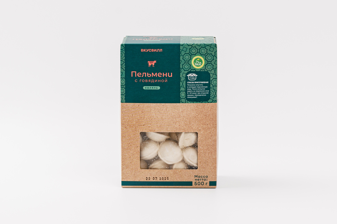 

Пельмени ВкусВилл Халяль с говядиной, 500 г