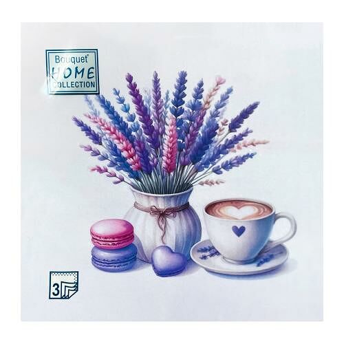 Бумажные салфетки Bouquet Home Collection лаванда и кофе 33x33 см 20 шт.