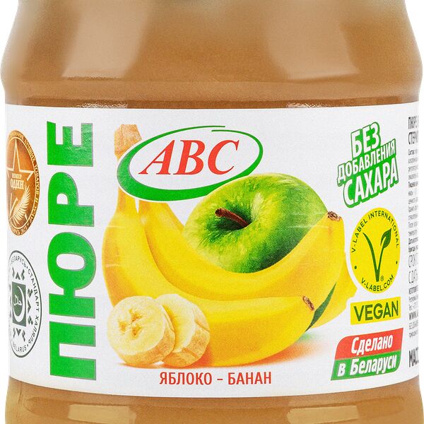 Пюре фруктовое ABC Будь здоров! яблоко-банан без сахара 450 г