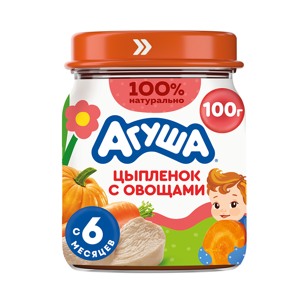 Пюре Агуша Цыпленок с овощами с 6 месяцев 100 г