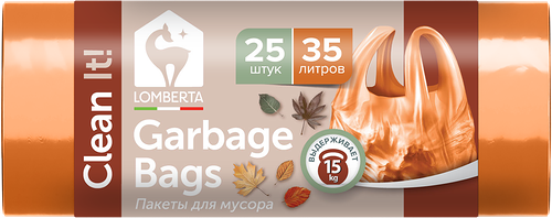 Пакеты для мусора Lomberta с ручками тип майка 35 л 25 шт.