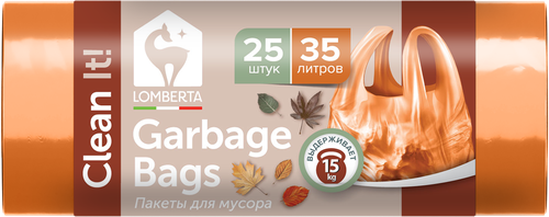 

Пакеты для мусора Lomberta с ручками тип майка 35 л 25 шт.