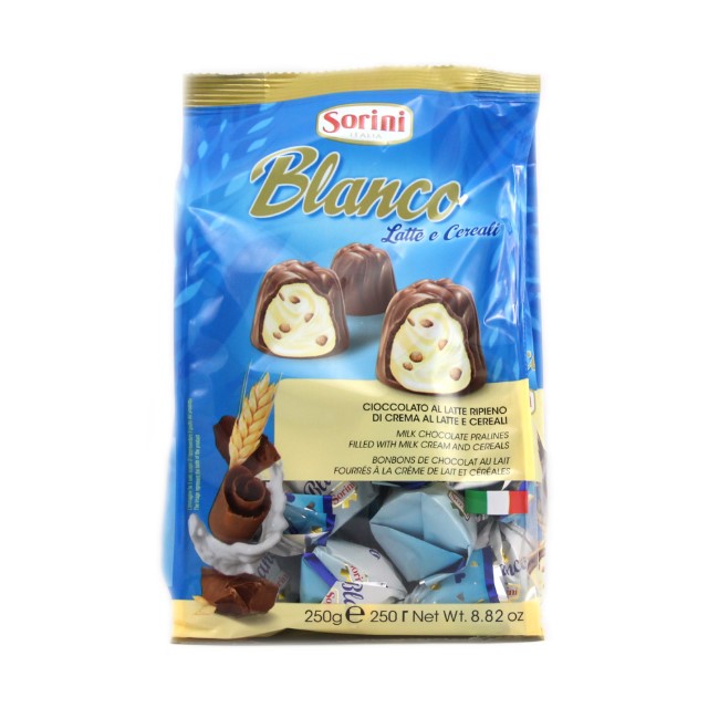 

Конфеты Sorini Blanco пралине с молочным кремом и злаками 250 г