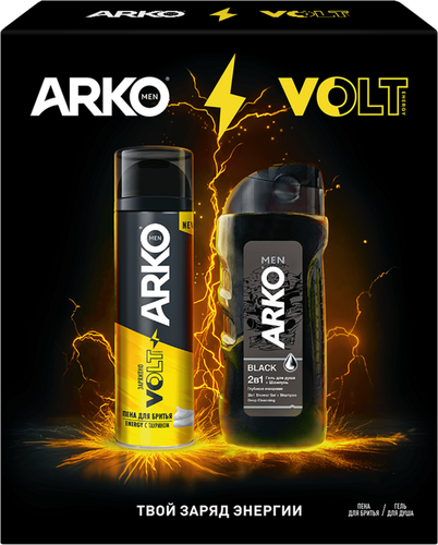 

Подарочный набор Arko пена для бритья Energy 200 мл, 2 в 1 гель для душа + шампунь Black 260 мл