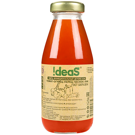 Сок !deas Томат-огурец-перец-лук-чеснок 0.3 л