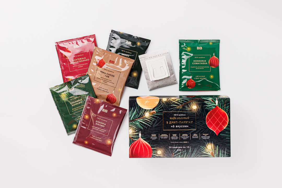 

Кофе молотый ВкусВилл в дрип-пакетах 6 вкусов 240 г