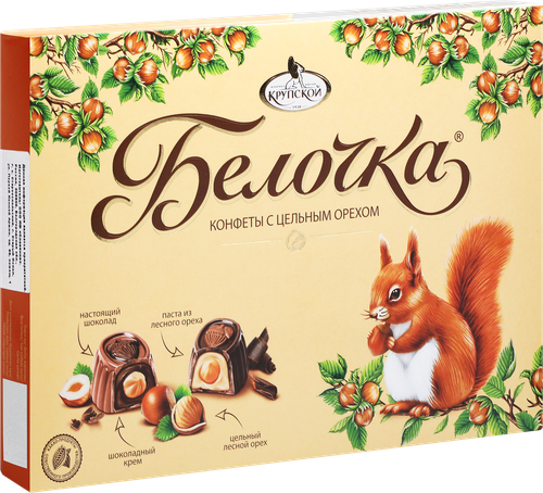 

Набор конфет Фабрика имени Крупской Белочка с цельным фундуком 160 г