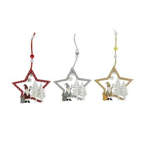 Украшение Звезда деревянная 12 см цвет в ассортименте 1 шт.