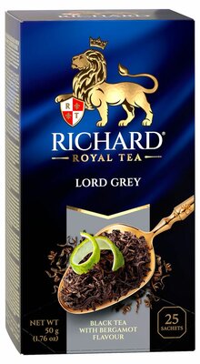 Чай черный Richard Королевский чай (Royal Tea) Лорд Грей (Lord Grey) бергамот и лимон 25 пакетиков 50 г