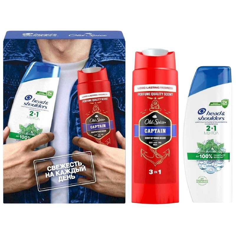 

Набор подарочный: шампунь Head Shoulders 2в1 Ментол 200 мл, гель для душа Old Spice 250 мл
