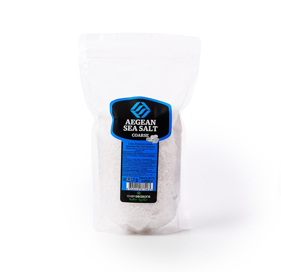 

Соль Chef seasons Эгейского моря крупная пищевая 1000 г