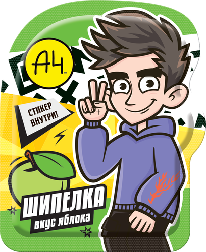 

Карамель Чебурашка Шипелка с подарком яблоко 5 г