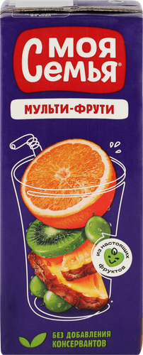 

Напиток сокосодержащий Моя семья Мульти Фрути Мультифрукт 0.2 л