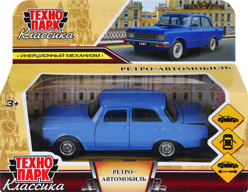 

Машина Технопарк Москвич инерционная ретро-модель вишневый металл 12.5 см